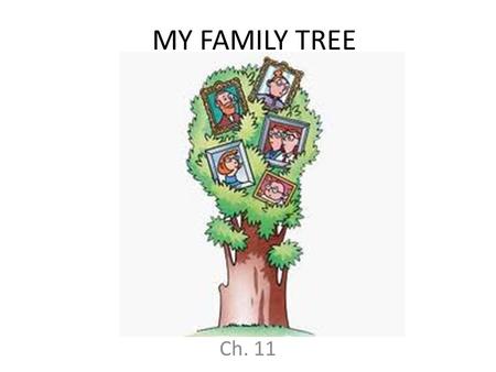 MY FAMILY TREE Ch. 11. Family Tree Directions 1.Draw a picture of each family member in the frames on the “Family Photos” sheet. -Include: GRANDPARENTS,