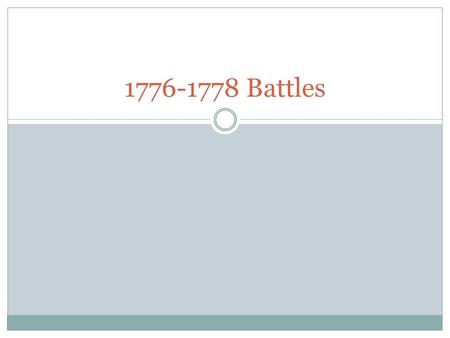 1776-1778 Battles. June 1776 Shift from New England to the Middle States 34,000 British troops and 10,000 sailors vs. 20,000 poorly trained American troops.
