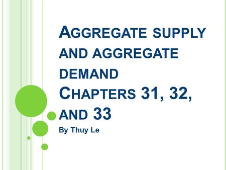 A GGREGATE SUPPLY AND AGGREGATE DEMAND C HAPTERS 31, 32, AND 33 By Thuy Le.