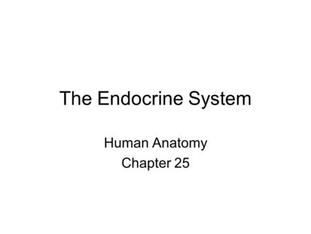 The Endocrine System Human Anatomy Chapter 25.