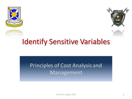 Identify Sensitive Variables © Dale R. Geiger 20111.