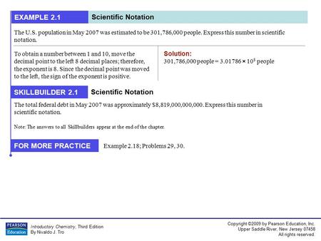 EXAMPLE 2.1 Scientific Notation SKILLBUILDER 2.1 Scientific Notation