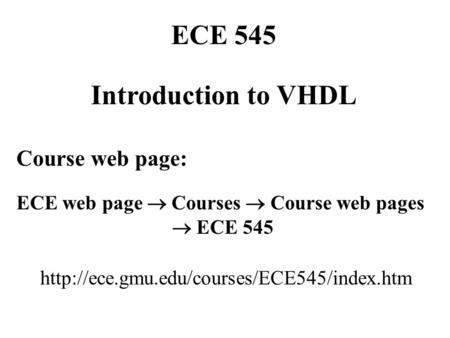 ECE web page  Courses  Course web pages
