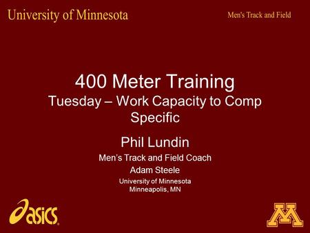 400 Meter Training Tuesday – Work Capacity to Comp Specific
