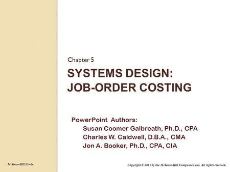 Systems Design: Job-Order Costing