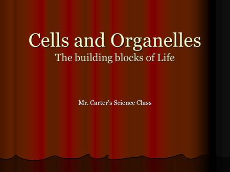 Cells and Organelles The building blocks of Life