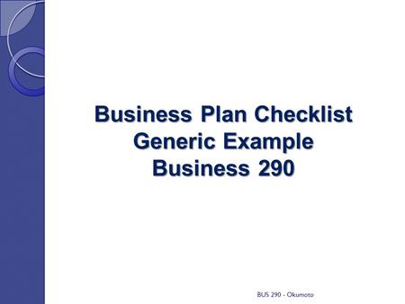 Business Plan Checklist Generic Example Business 290