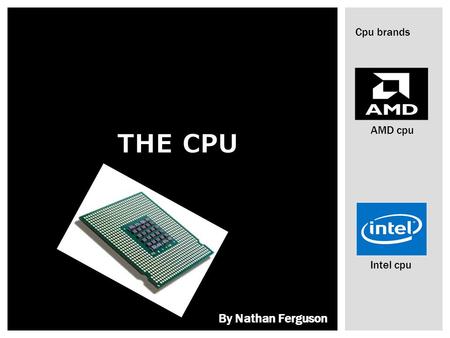 THE CPU Cpu brands AMD cpu Intel cpu By Nathan Ferguson.
