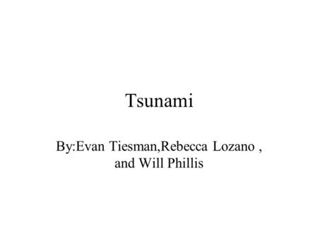 Tsunami By:Evan Tiesman,Rebecca Lozano, and Will Phillis.