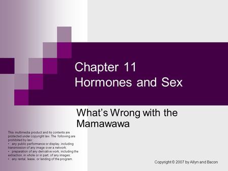 Chapter 11 Hormones and Sex