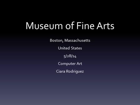Museum of Fine Arts Boston, Massachusetts United States 5/28/14 Computer Art Ciara Rodriguez.