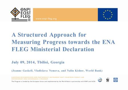 A Structured Approach for Measuring Progress towards the ENA FLEG Ministerial Declaration July 09, 2014, Tbilisi, Georgia (Joanne Gaskell, Vladislava Nemova,