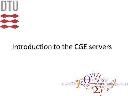 Introduction to the CGE servers