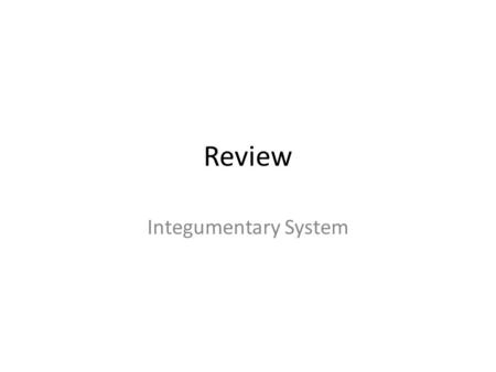 Review Integumentary System. Review The skin performs five important functions for the body, what are they? 1. Protection(against invasion) 2. Perception(in.