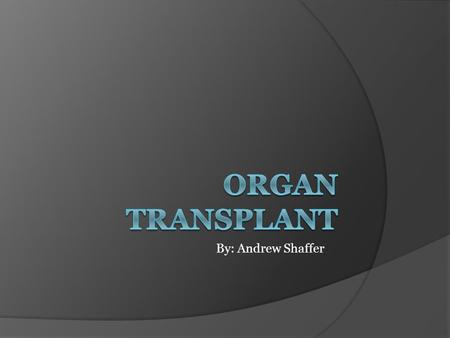 By: Andrew Shaffer. Organ Transplant Overview  An organ transplant is the moving of an organ from one body to another, or from a donor site on the patient’s.
