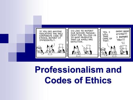 Professional Codes of Ethics Professionalism and Codes of Ethics.