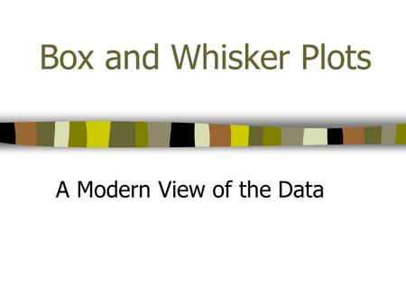 Box and Whisker Plots A Modern View of the Data. History Lesson In 1977, John Tukey published an efficient method for displaying a five-number data summary.