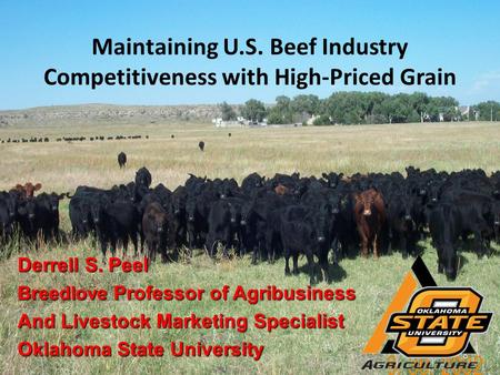 Maintaining U.S. Beef Industry Competitiveness with High-Priced Grain Derrell S. Peel Breedlove Professor of Agribusiness And Livestock Marketing Specialist.