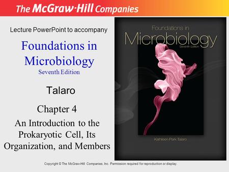 Foundations in Microbiology Seventh Edition Chapter 4 An Introduction to the Prokaryotic Cell, Its Organization, and Members Lecture PowerPoint to accompany.