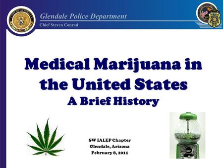 Medical Marijuana in the United States A Brief History SW IALEP Chapter Glendale, Arizona February 8, 2011.