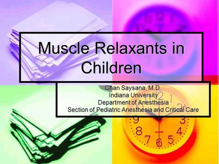 Muscle Relaxants in Children