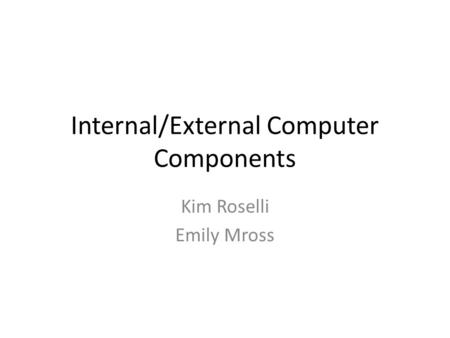 Internal/External Computer Components Kim Roselli Emily Mross.