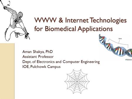 WWW & Internet Technologies for Biomedical Applications Aman Shakya, PhD Assistant Professor Dept. of Electronics and Computer Engineering IOE, Pulchowk.