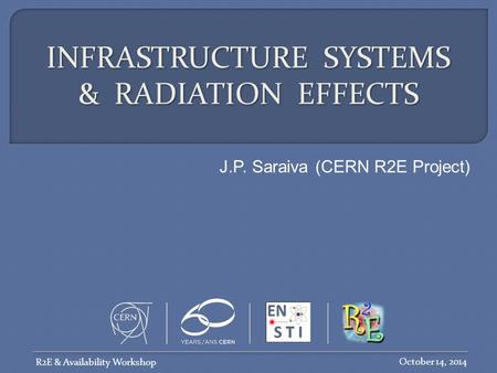 INFRASTRUCTURE SYSTEMS & RADIATION EFFECTS J.P. Saraiva (CERN R2E Project) October 14, 2014 R2E & Availability Workshop.