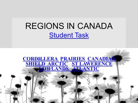 REGIONS IN CANADA Student Task