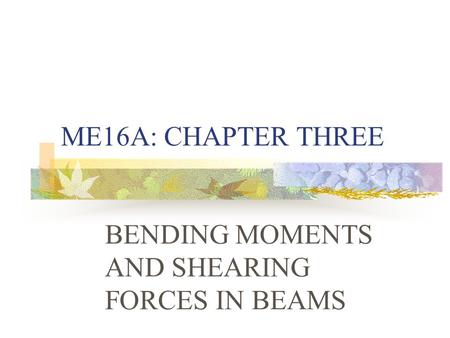 BENDING MOMENTS AND SHEARING FORCES IN BEAMS