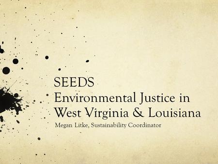 SEEDS Environmental Justice in West Virginia & Louisiana Megan Litke, Sustainability Coordinator.