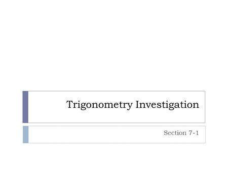 Trigonometry Investigation