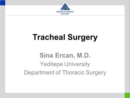 Tracheal Surgery Sina Ercan, M.D. Yeditepe University Department of Thoracic Surgery.