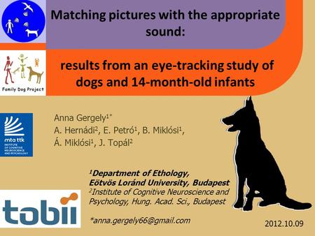 Matching pictures with the appropriate sound: results from an eye-tracking study of dogs and 14-month-old infants 2012.10.09 Anna Gergely 1* A. Hernádi.