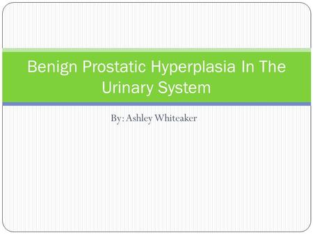 By: Ashley Whiteaker Benign Prostatic Hyperplasia In The Urinary System.