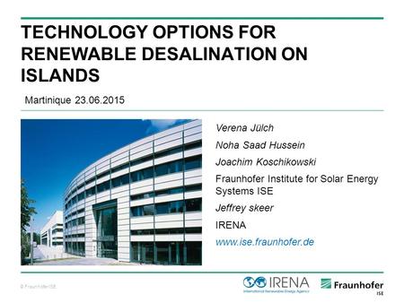 Technology options for Renewable desalination on islands