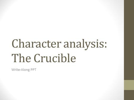Character analysis: The Crucible