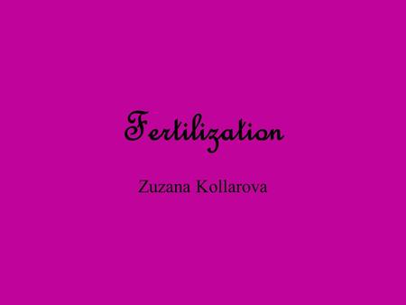 Fertilization Zuzana Kollarova. Fertilization The process by which the nucleus of a sperm fuses with the nucleus of an egg. Occurs in the fallopian tubes.