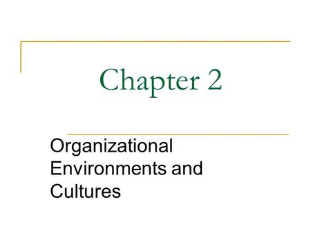 Chapter 2 Organizational Environments and Cultures.