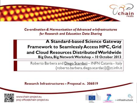 Co-ordination & Harmonisation of Advanced e-Infrastructures for Research and Education Data Sharing Research Infrastructures – Proposal n. 306819 A Standard-based.