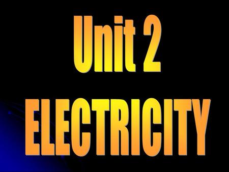 Unit 2 ELECTRICITY.