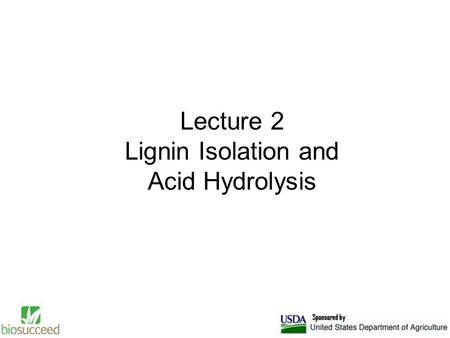 Lecture 2 Lignin Isolation and Acid Hydrolysis. Lignin Large macromolecule formed by various types of substructures.