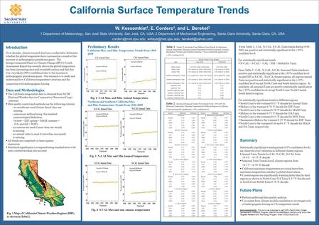 Preliminary Results California Max. and Min. Temperature Trends from 1940- 2005 Northern and Southern California Max. and Min. Temperature Trends from.