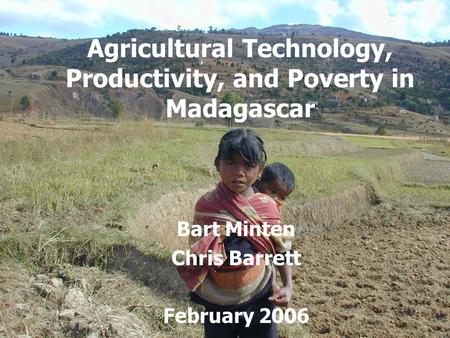 Agricultural Technology, Productivity, and Poverty in Madagascar Bart Minten Chris Barrett February 2006.
