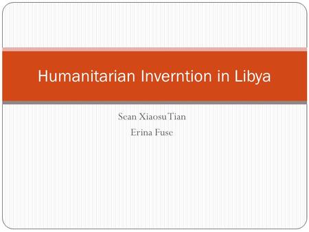 Sean Xiaosu Tian Erina Fuse Humanitarian Inverntion in Libya.