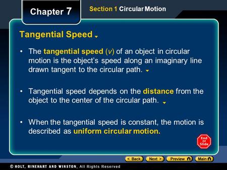 Chapter 7 Tangential Speed