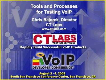 Tools and Processes for Testing VoIP Chris Bajorek, Director CT Labs www.ct-labs.com.
