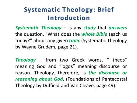 Systematic Theology: Brief Introduction