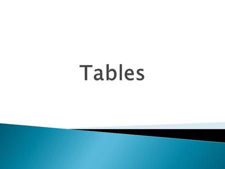  Tables are commonly used to display all manner of data, such as timetables, financial reports, and sports results etc.  Tables, just like spreadsheets,