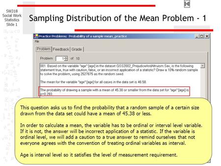 Sampling Distribution of the Mean Problem - 1